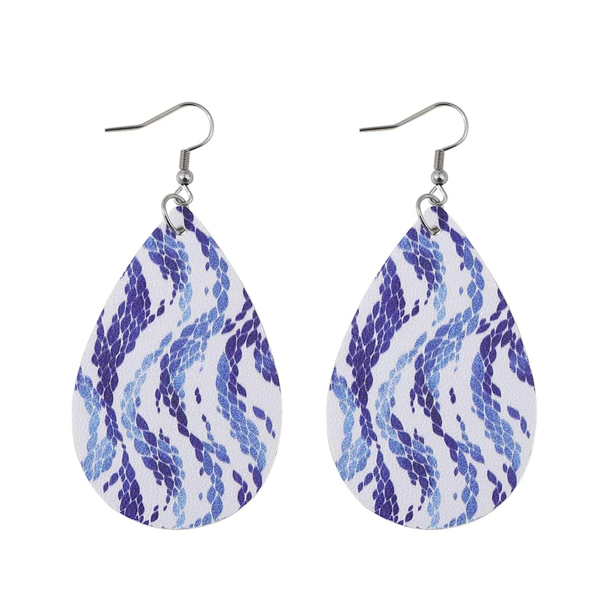 Blue & White Wave Drop Earrings