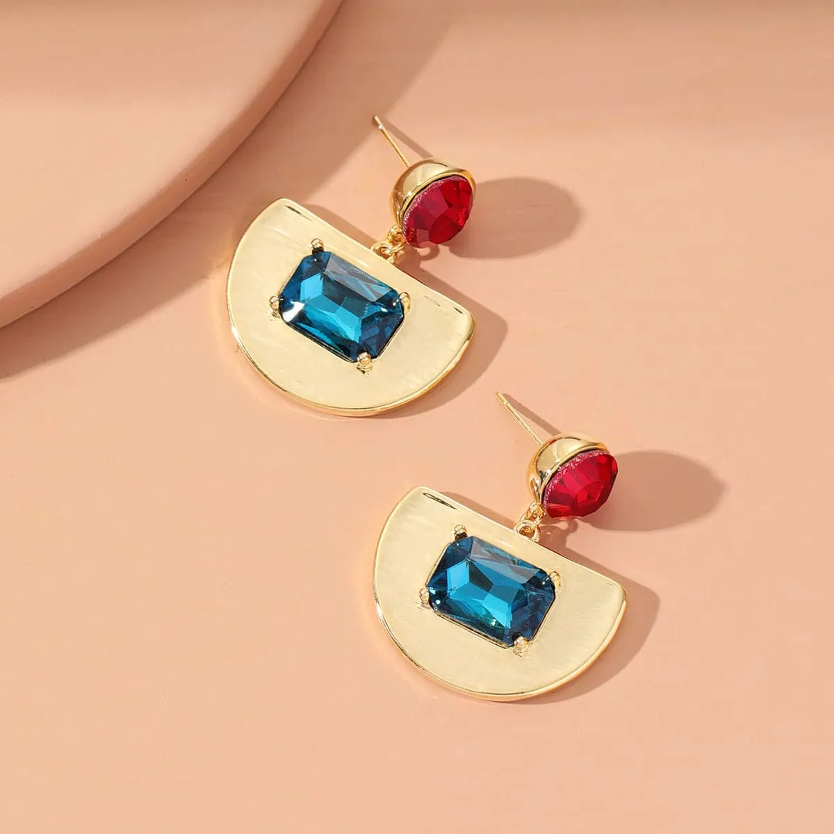 Blue Crystal & 18K Gold-Plated Fan Drop Earrings