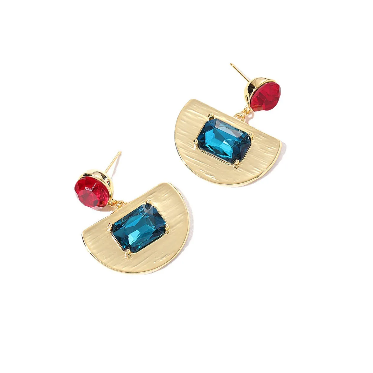 Blue Crystal & 18K Gold-Plated Fan Drop Earrings