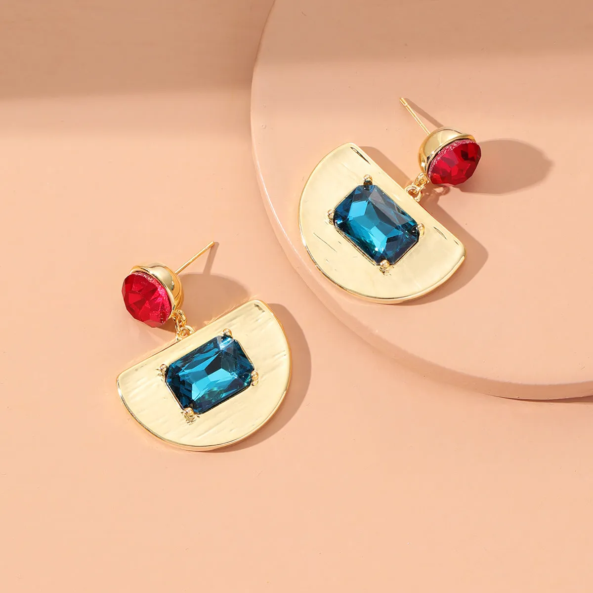 Blue Crystal & 18K Gold-Plated Fan Drop Earrings