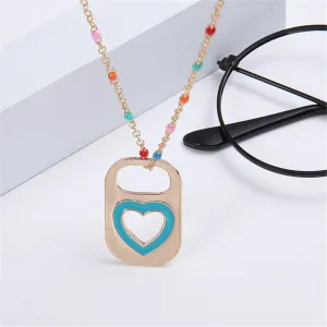 Blue Enamel & 18K Gold-Plated Heart Lock Pendant Necklace
