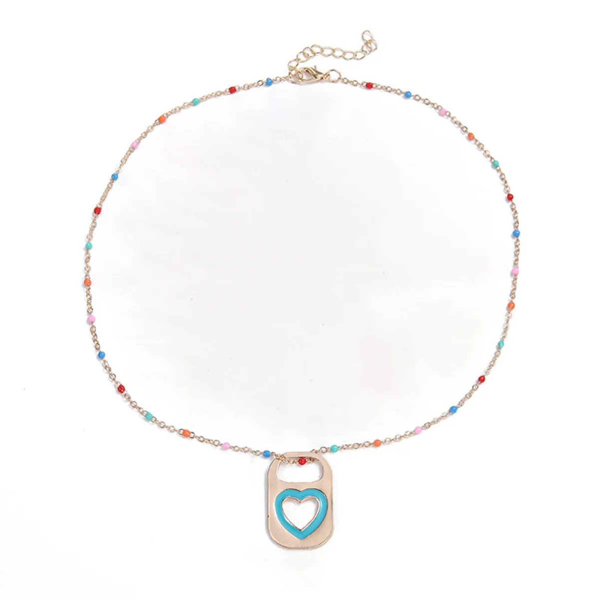 Blue Enamel & 18K Gold-Plated Heart Lock Pendant Necklace