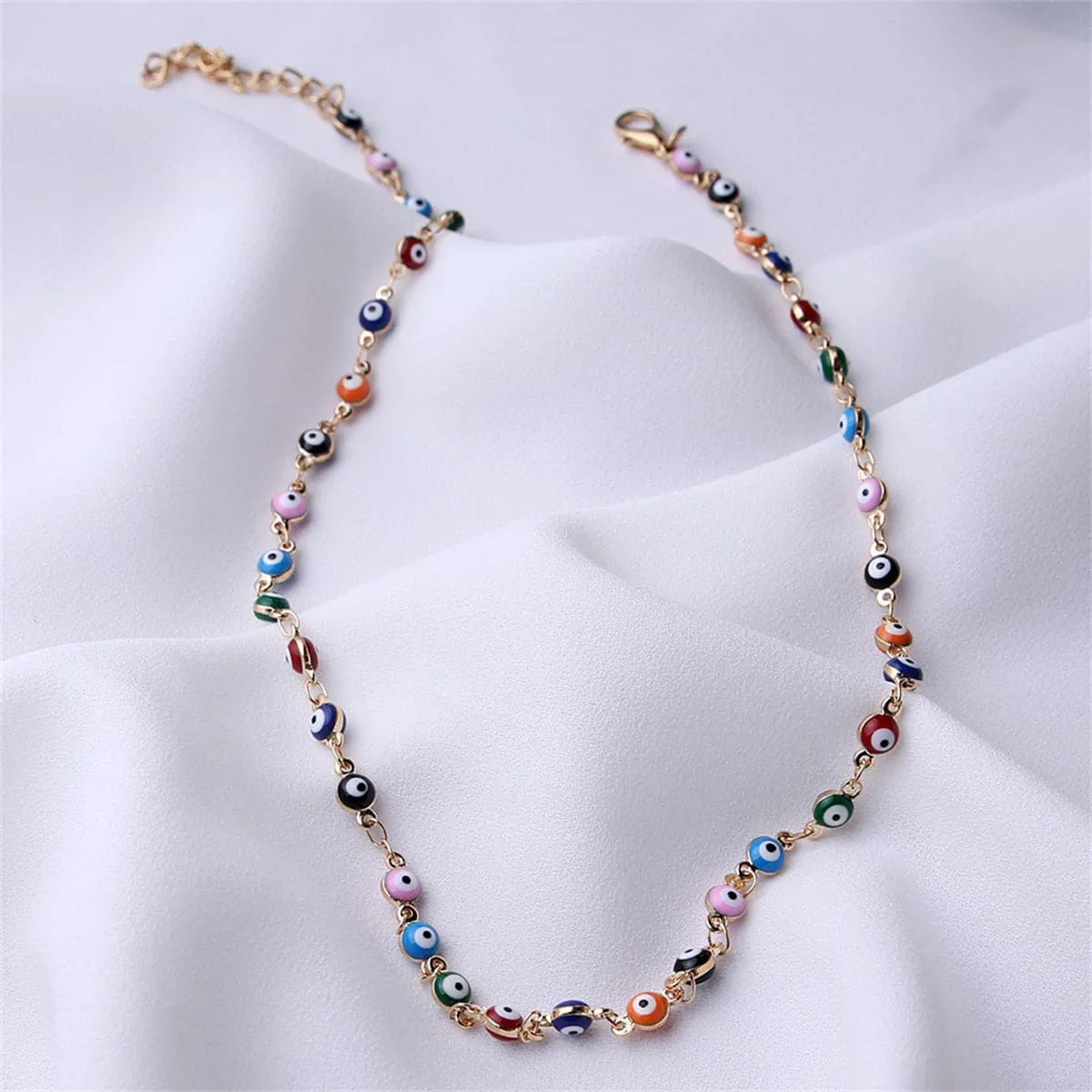 Blue Enamel & 18K Gold-Plated Multi-Hued Evil Eye Necklace