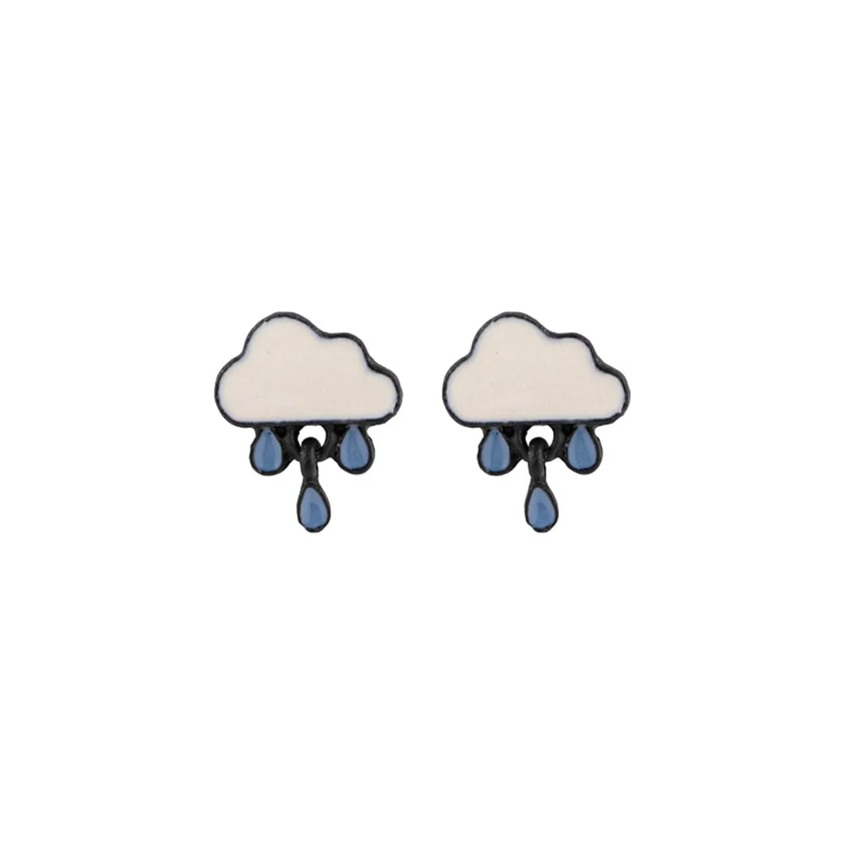 Blue Enamel Rain Cloud Drop Earrings