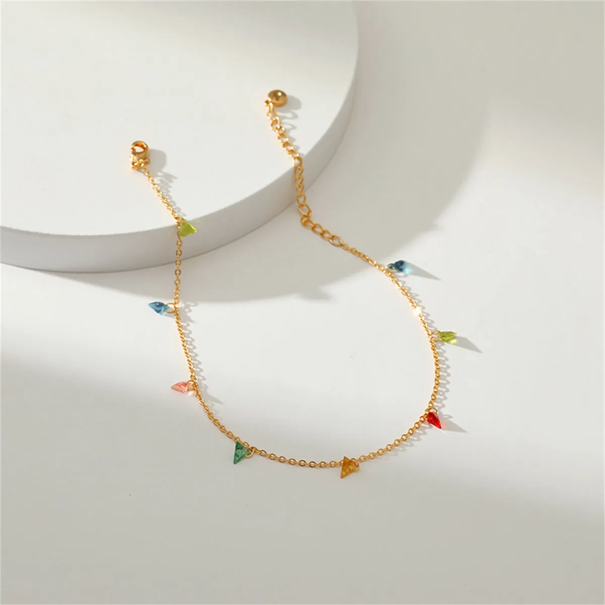 Blue Multicolor Crystal & 18K Gold-Plated Anklet