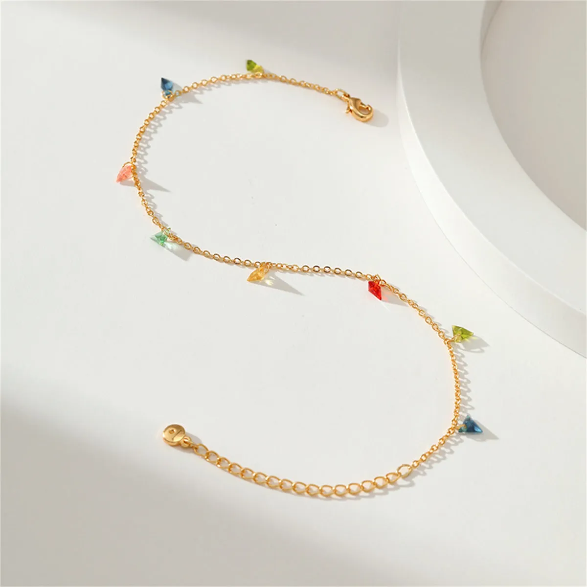 Blue Multicolor Crystal & 18K Gold-Plated Anklet