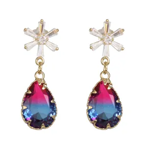 Blue Ombré Crystal & Cubic Zirconia Pear Star Drop Earrings