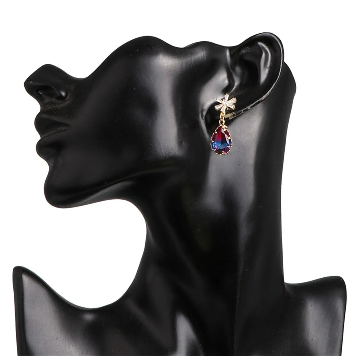 Blue Ombré Crystal & Cubic Zirconia Pear Star Drop Earrings