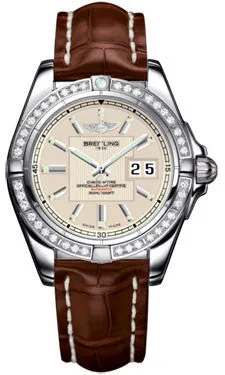Breitling - Galactic 41 Stainless Steel - Diamond Bezel - Croco Strap