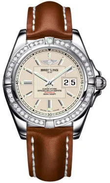 Breitling - Galactic 41 Stainless Steel - Diamond Bezel - Leather Strap