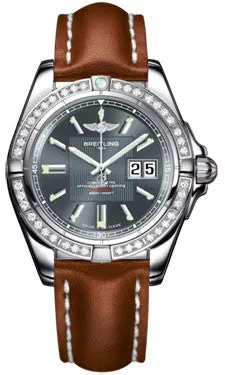 Breitling - Galactic 41 Stainless Steel - Diamond Bezel - Leather Strap