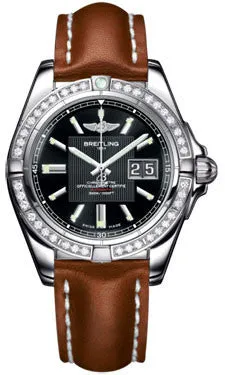 Breitling - Galactic 41 Stainless Steel - Diamond Bezel - Leather Strap