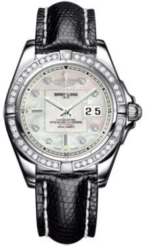 Breitling - Galactic 41 Stainless Steel - Diamond Bezel - Lizard Strap