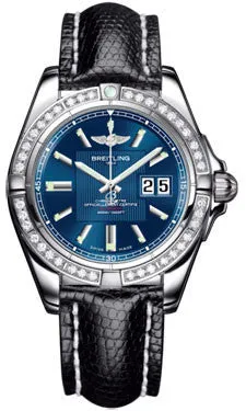 Breitling - Galactic 41 Stainless Steel - Diamond Bezel - Lizard Strap