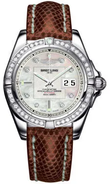 Breitling - Galactic 41 Stainless Steel - Diamond Bezel - Lizard Strap