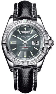Breitling - Galactic 41 Stainless Steel - Diamond Bezel - Lizard Strap