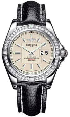 Breitling - Galactic 41 Stainless Steel - Diamond Bezel - Lizard Strap