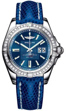 Breitling - Galactic 41 Stainless Steel - Diamond Bezel - Lizard Strap