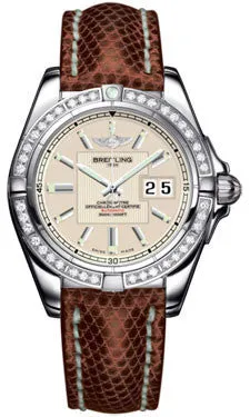 Breitling - Galactic 41 Stainless Steel - Diamond Bezel - Lizard Strap