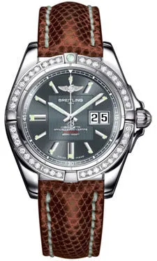 Breitling - Galactic 41 Stainless Steel - Diamond Bezel - Lizard Strap
