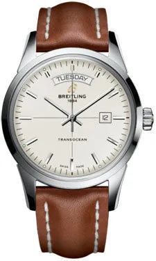 Breitling - Transocean Day and Date Stainless Steel - Leather Strap