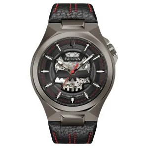 Bulova Men's Maquina Automatic Black Leather Strap Watch 98A237