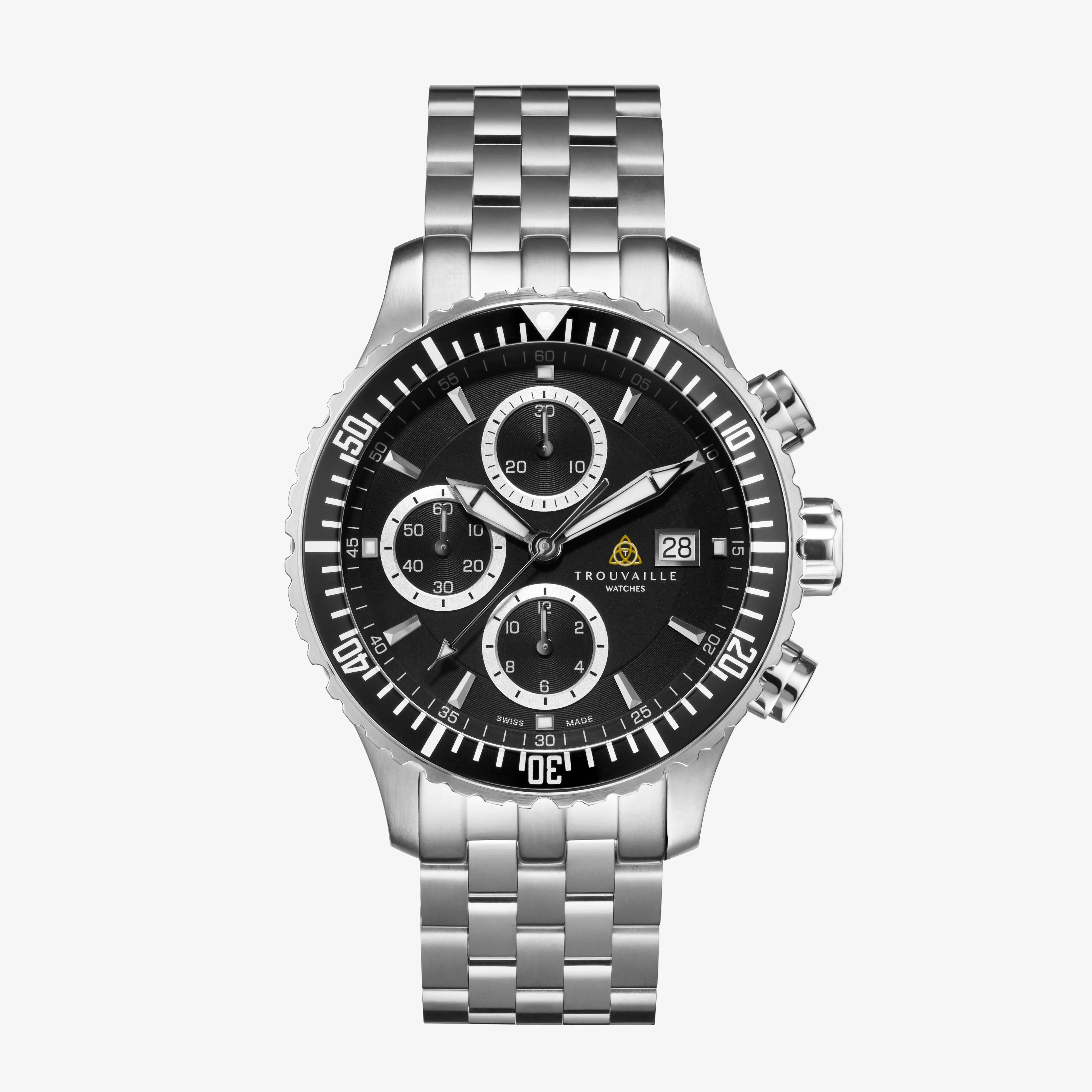 Captain - Black Chronograph Watch with Stainless Steel Bracelet