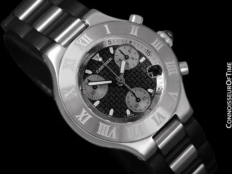 Cartier 21C Mens Chronoscaph Chronograph, Ref. 2424 - Stainless Steel