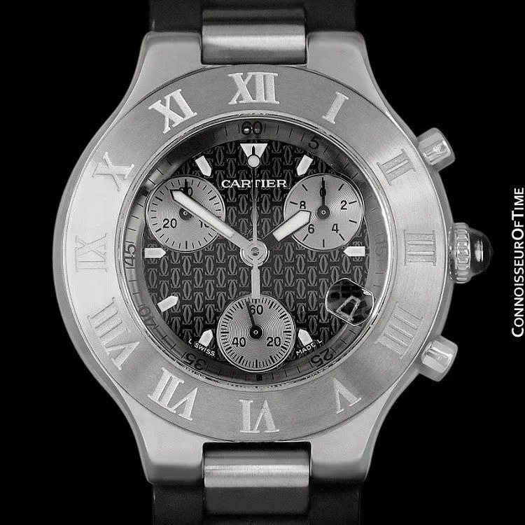 Cartier 21C Mens Chronoscaph Chronograph, Ref. 2424 - Stainless Steel