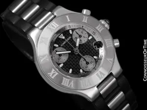 Cartier 21C Mens Chronoscaph Chronograph, Ref. 2424 - Stainless Steel