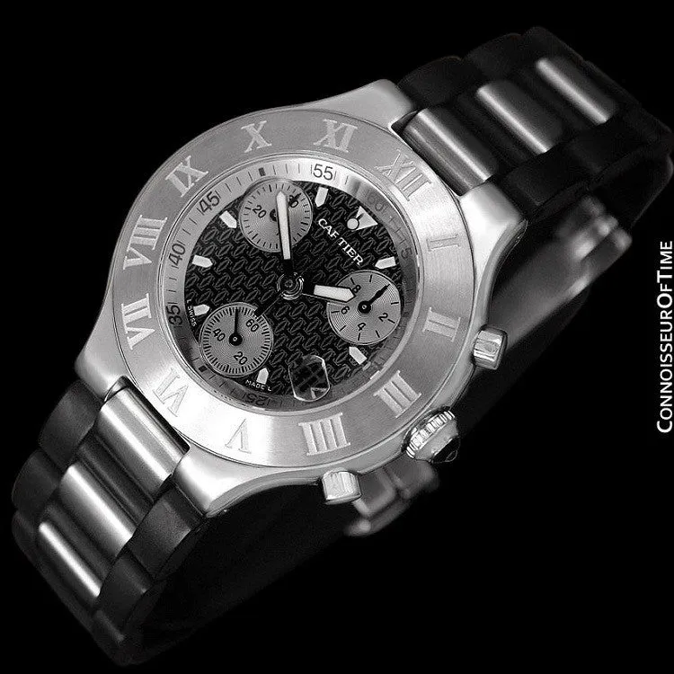 Cartier 21C Mens Chronoscaph Chronograph, Ref. 2424 - Stainless Steel