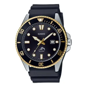 Casio Analog Stainless Steel Bezel Black Gold MDV106G-1AV