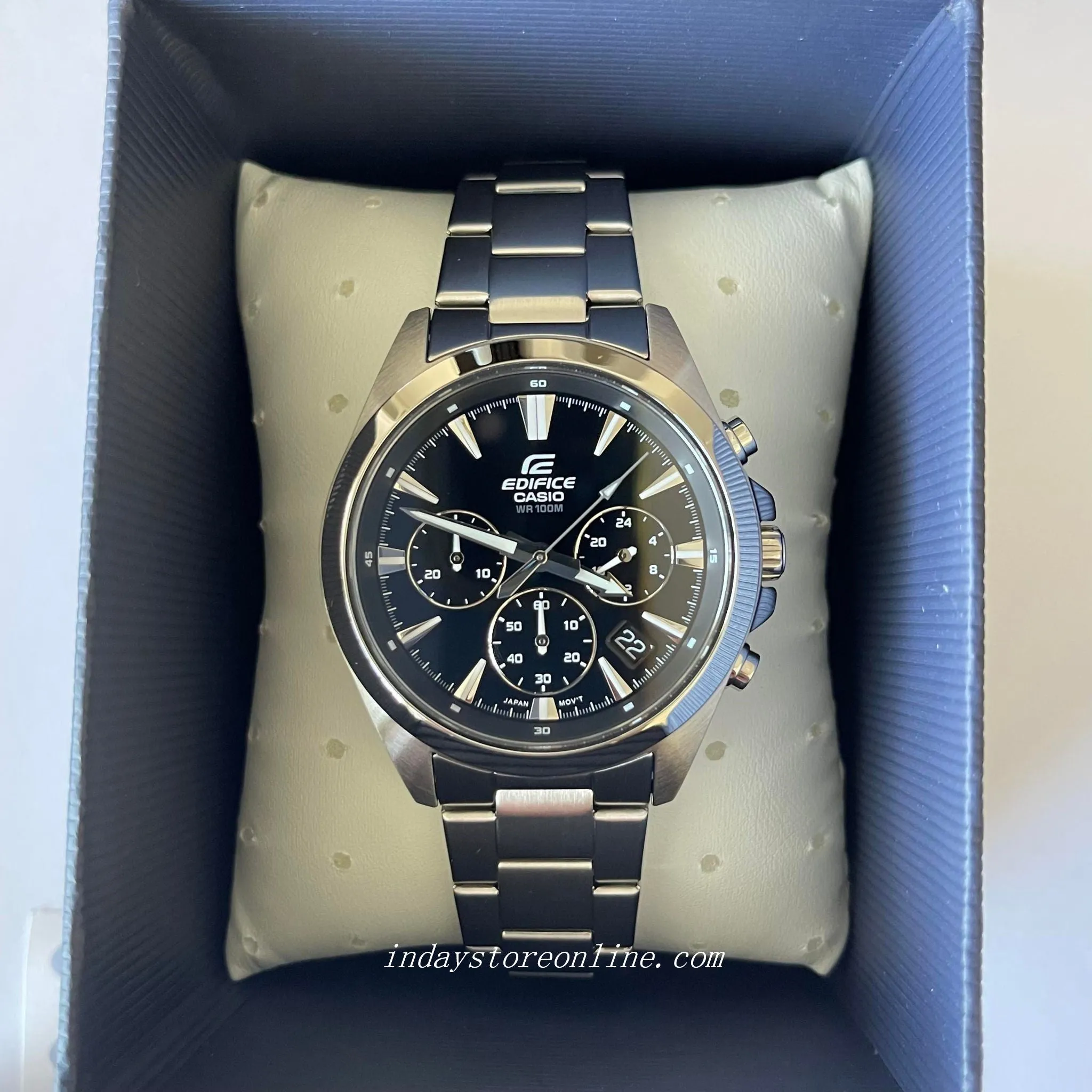 Casio Edifice Men's Watch EFV-630D-1A Standard Chronograph Stainless Steel Band Mineral Glass