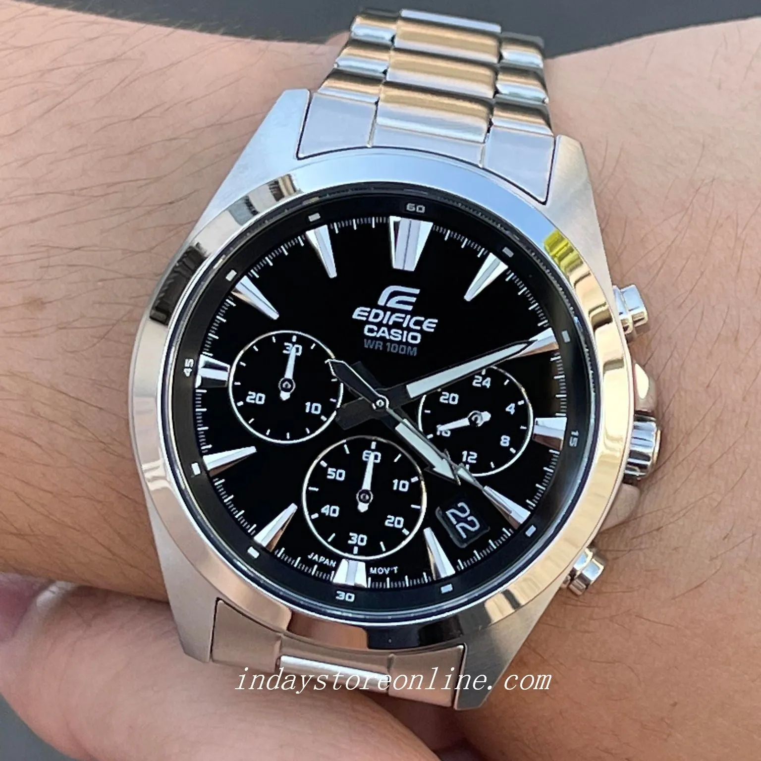 Casio Edifice Men's Watch EFV-630D-1A Standard Chronograph Stainless Steel Band Mineral Glass