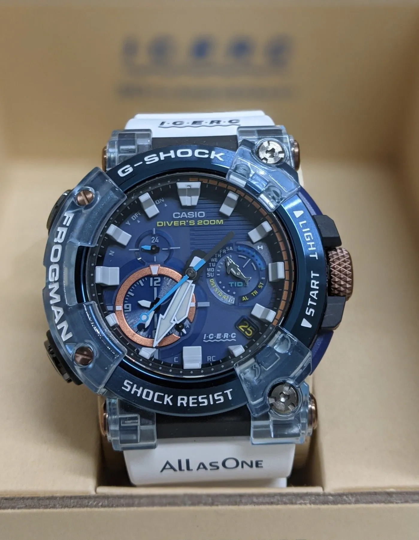Casio G-Shock X I.C.E.R.C. 30th Anniversary Love The Sea and The Earth Analog Frogman Diver  GWF-A1000K-2AJR