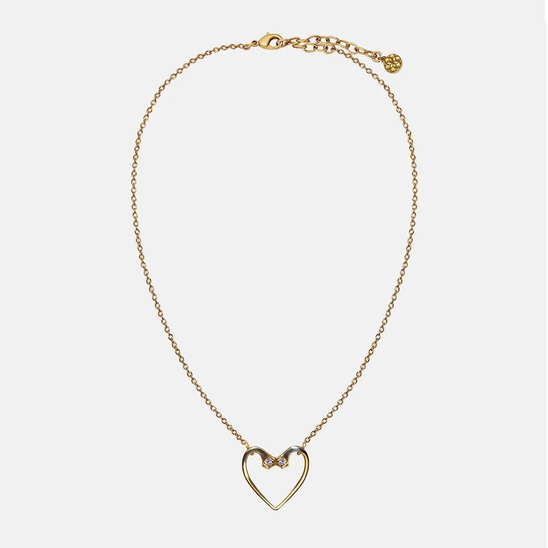 Charmed - Stylized Horseshoe Nail and 14K Gold on Sterling Silver Heart Pendant Necklace