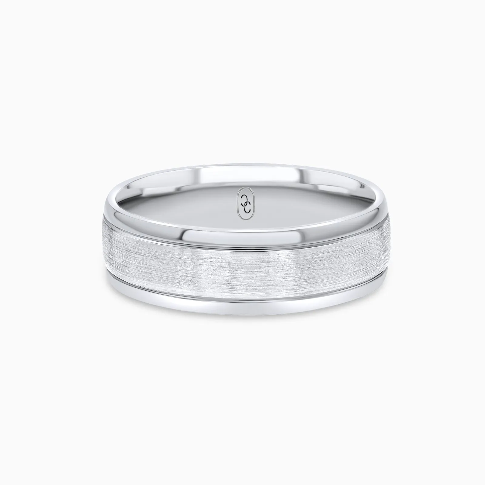 Classic Brushed Edge Men's Ring 6.5MM in 18K Solid Gold or Platinum size 9