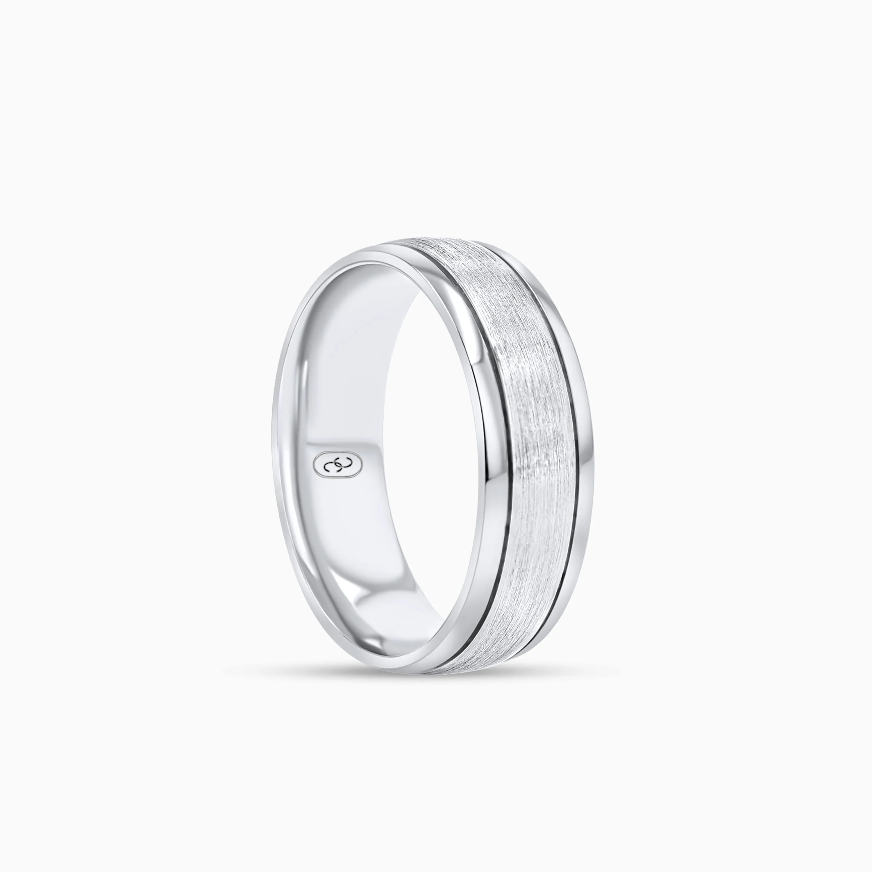Classic Brushed Edge Men's Ring 6.5MM in 18K Solid Gold or Platinum size 9
