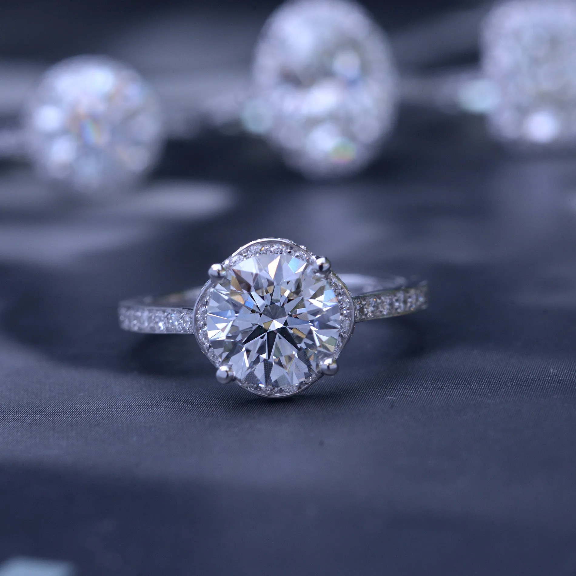 Classic Round Under Halo - Lab Grown diamond engagement ring 2ct to 3ct center