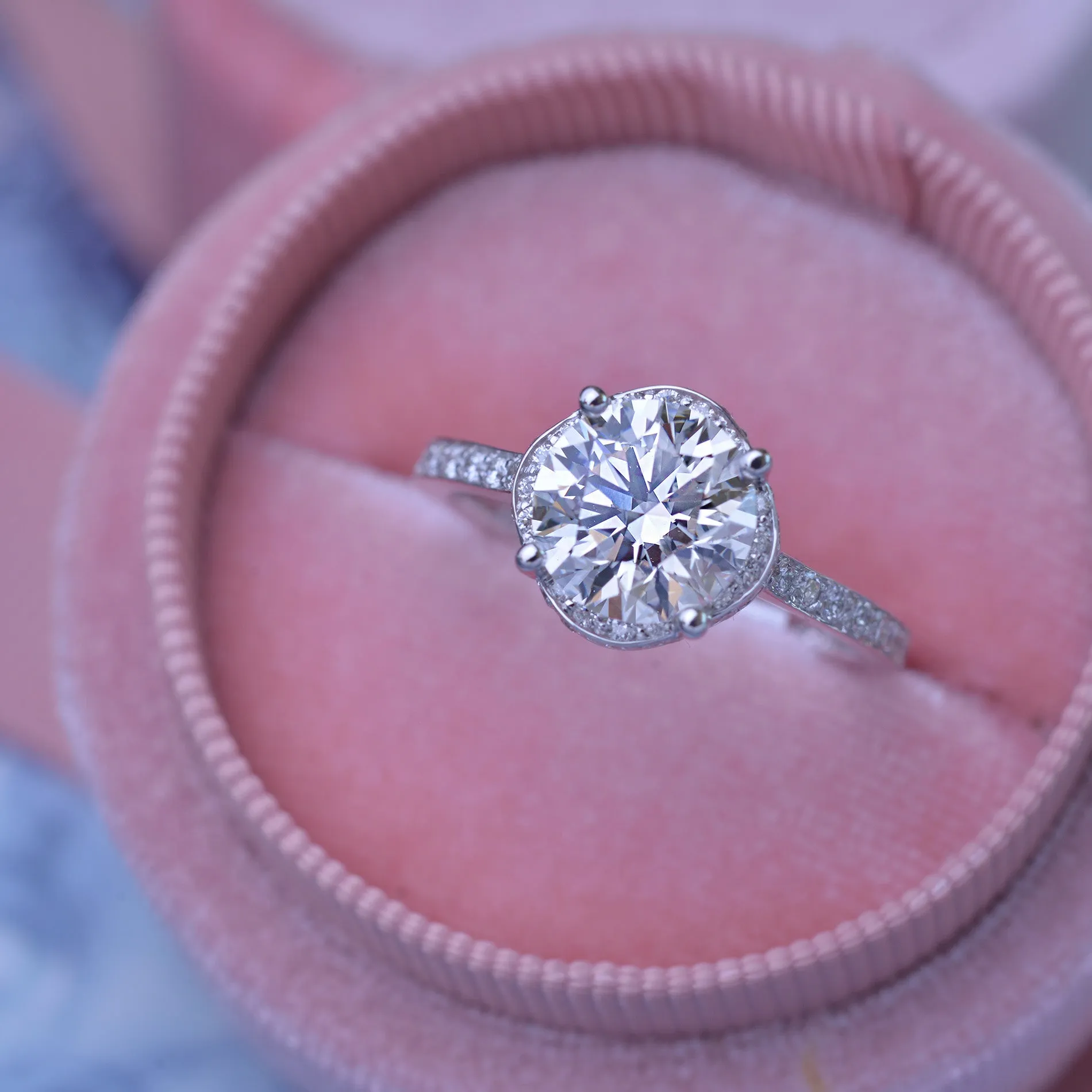 Classic Round Under Halo - Lab Grown diamond engagement ring 2ct to 3ct center