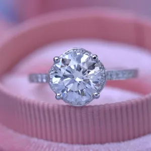 Classic Round Under Halo - Lab Grown diamond engagement ring 2ct to 3ct center