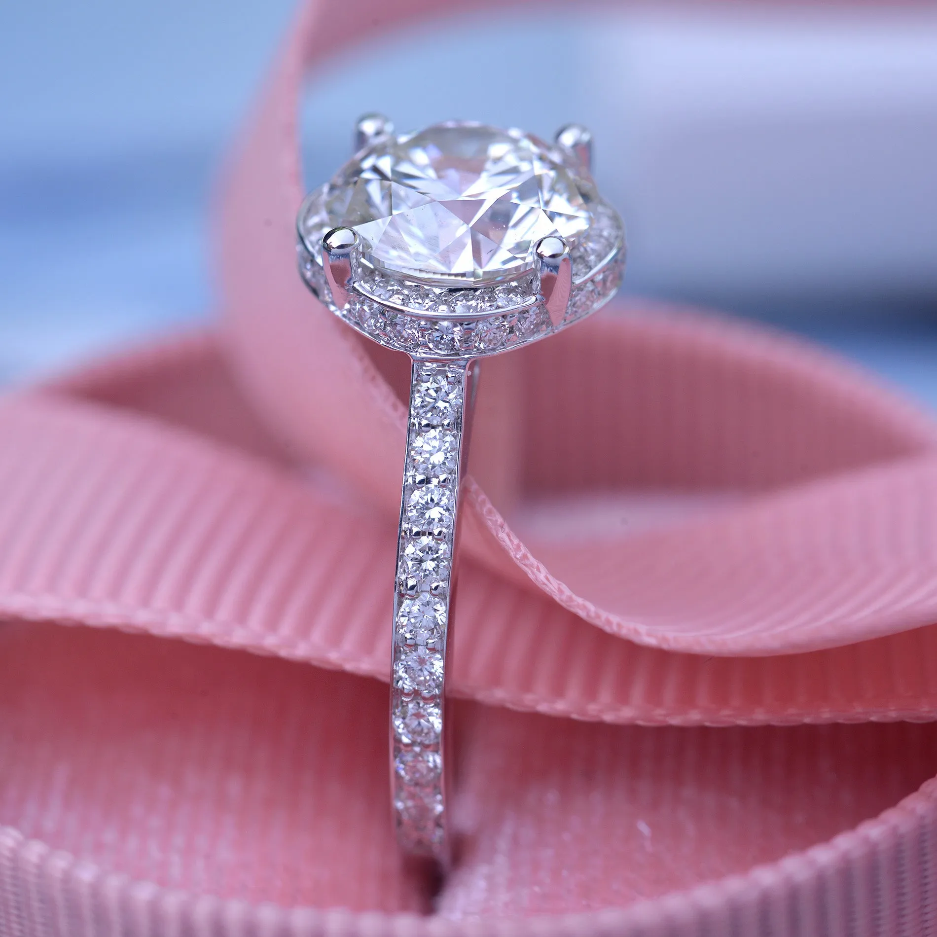 Classic Round Under Halo - Lab Grown diamond engagement ring 2ct to 3ct center