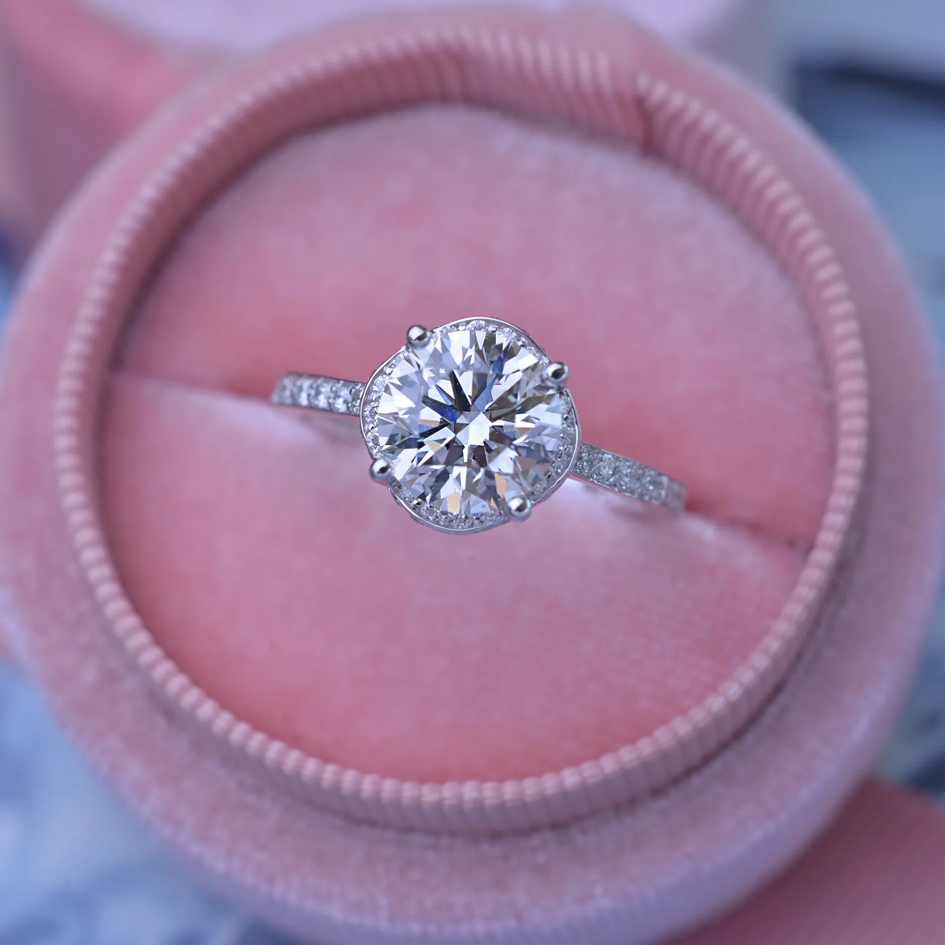 Classic Round Under Halo - Lab Grown diamond engagement ring 2ct to 3ct center
