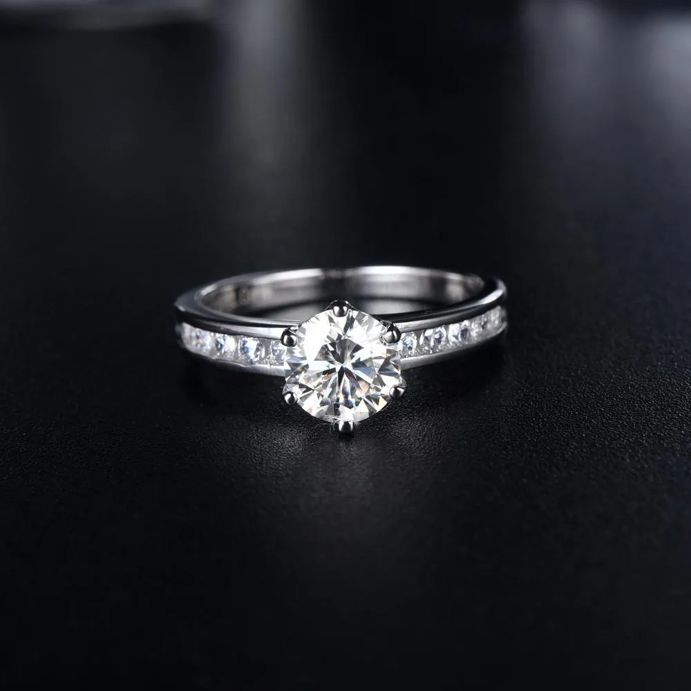 Classic Six Claw with Channel Set Shoulders, 1.00ct Round Cut