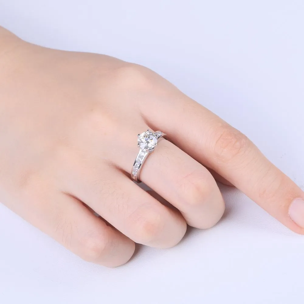 Classic Six Claw with Channel Set Shoulders, 1.00ct Round Cut