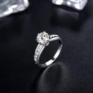 Classic Six Claw with Channel Set Shoulders, 1.00ct Round Cut