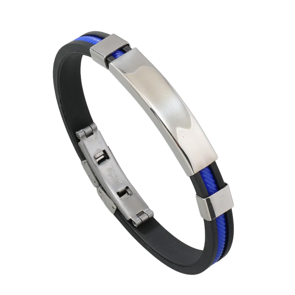 Classic Stainless Steel Silicone Bracelet