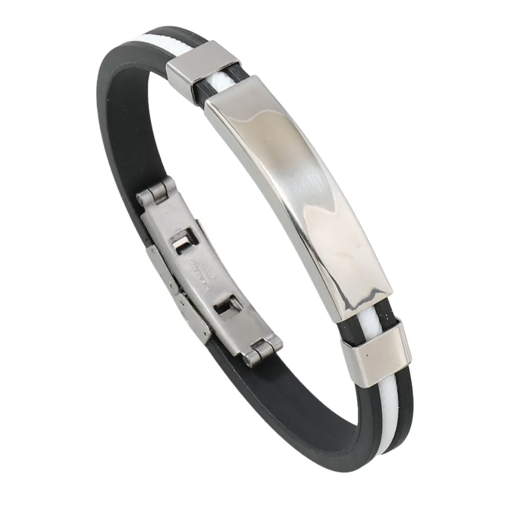 Classic Stainless Steel Silicone Bracelet