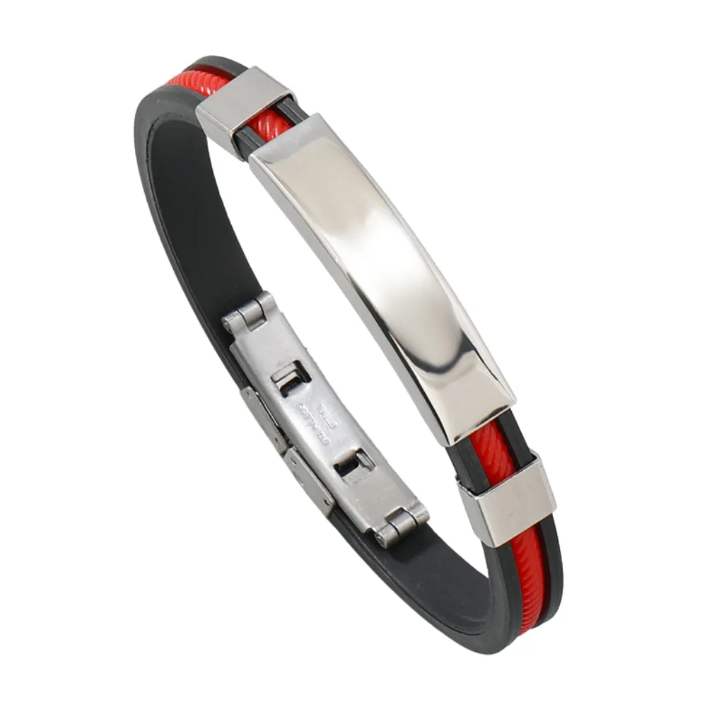 Classic Stainless Steel Silicone Bracelet