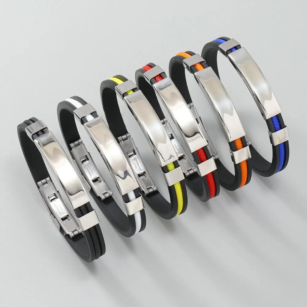 Classic Stainless Steel Silicone Bracelet